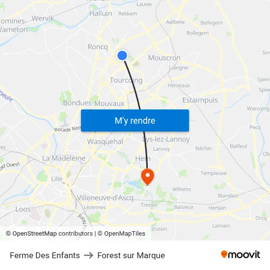 Ferme Des Enfants to Forest sur Marque map