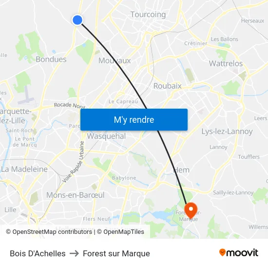 Bois D'Achelles to Forest sur Marque map