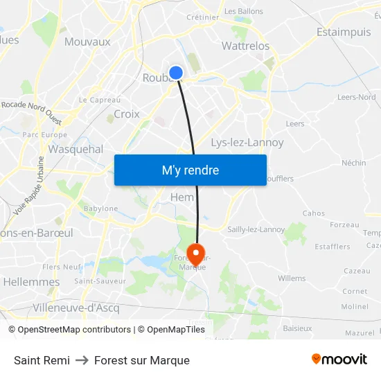 Saint Remi to Forest sur Marque map