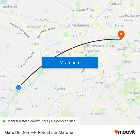 Gare De Don to Forest sur Marque map