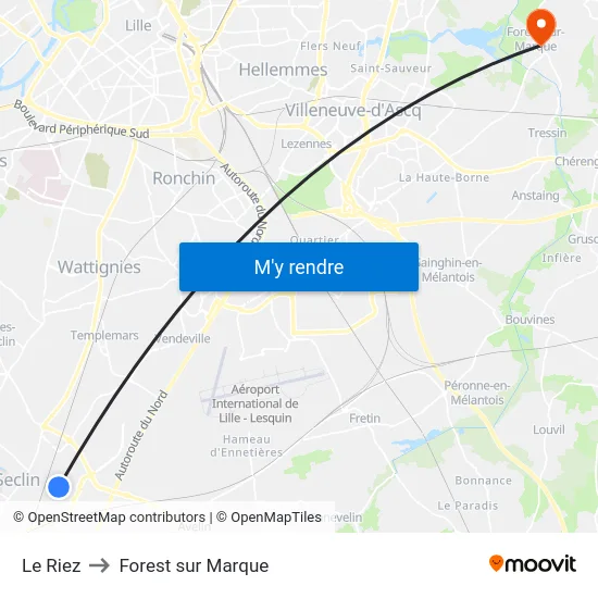 Le Riez to Forest sur Marque map