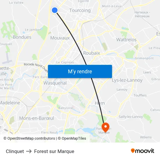 Clinquet to Forest sur Marque map