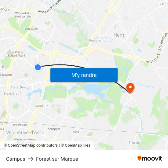 Campus to Forest sur Marque map