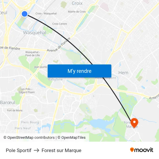 Pole Sportif to Forest sur Marque map