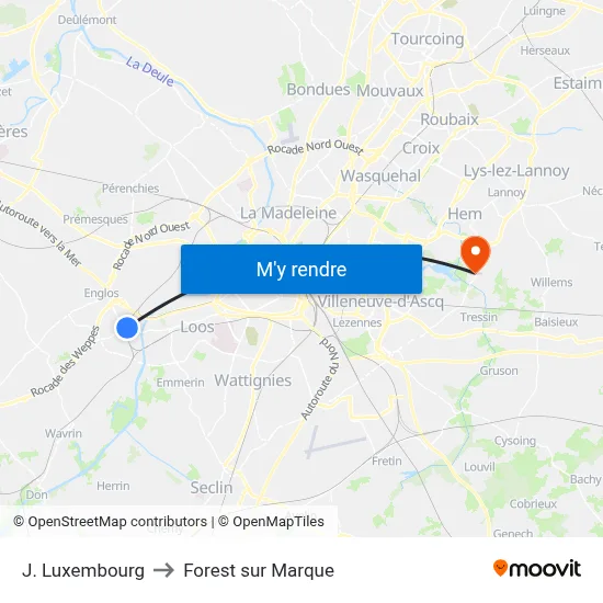 J. Luxembourg to Forest sur Marque map
