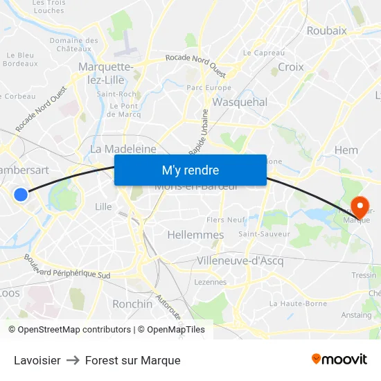 Lavoisier to Forest sur Marque map