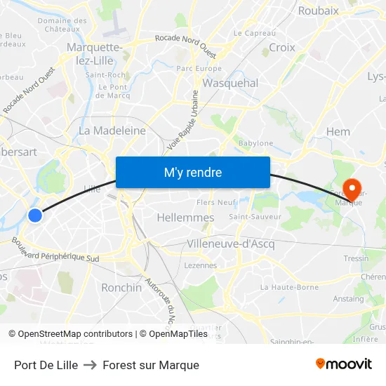 Port De Lille to Forest sur Marque map