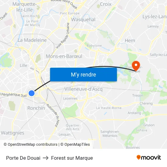 Porte De Douai to Forest sur Marque map