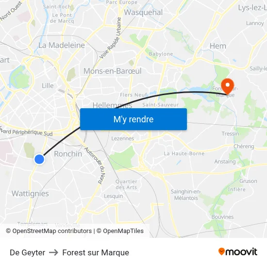 De Geyter to Forest sur Marque map