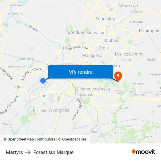 Martyrs to Forest sur Marque map
