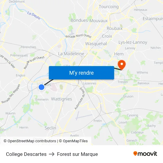 College Descartes to Forest sur Marque map