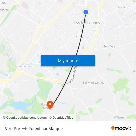 Vert Pre to Forest sur Marque map