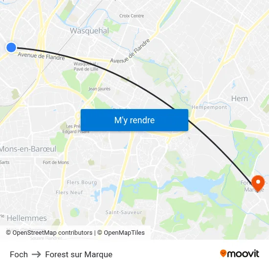 Foch to Forest sur Marque map