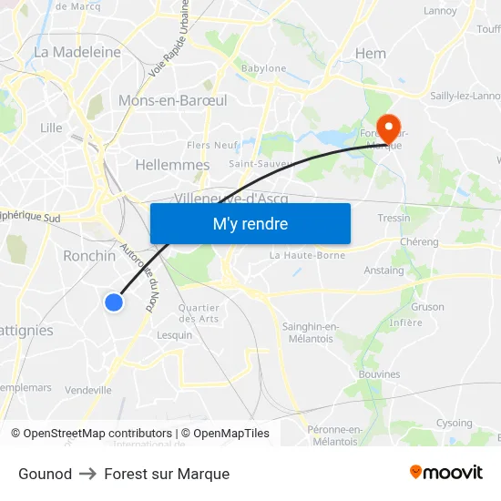 Gounod to Forest sur Marque map