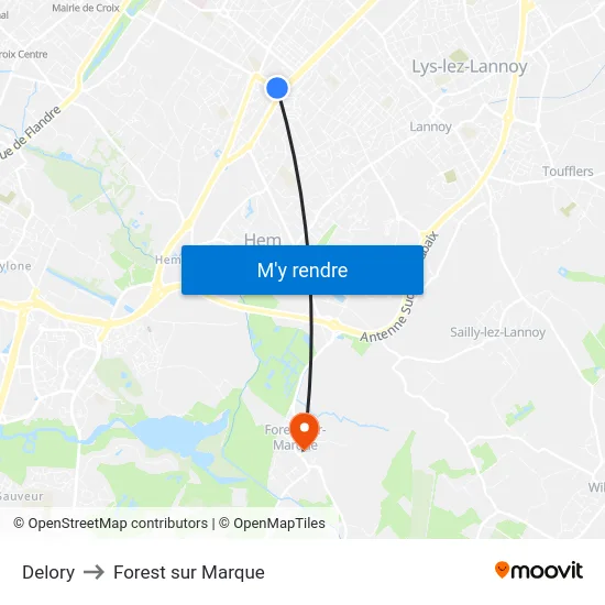 Delory to Forest sur Marque map