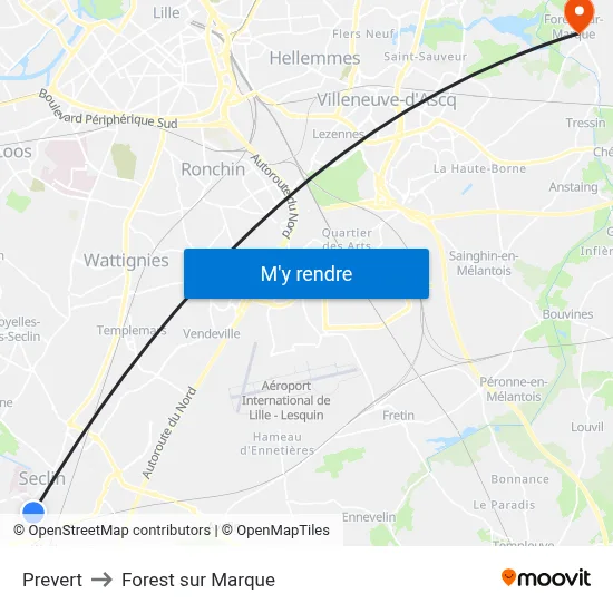 Prevert to Forest sur Marque map