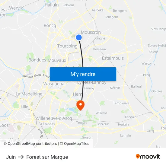 Juin to Forest sur Marque map