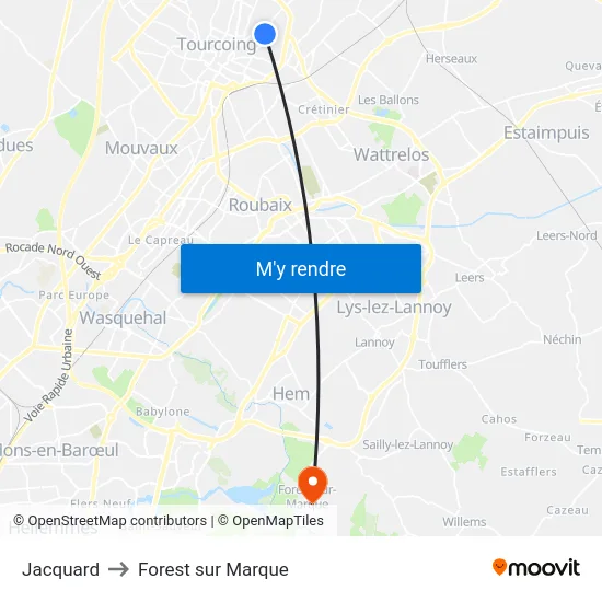 Jacquard to Forest sur Marque map