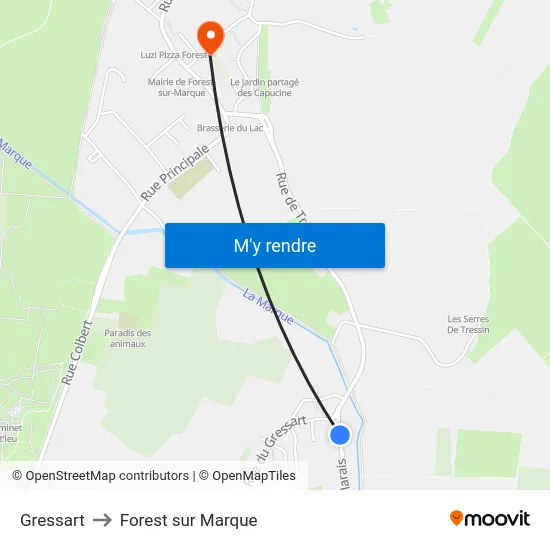 Gressart to Forest sur Marque map