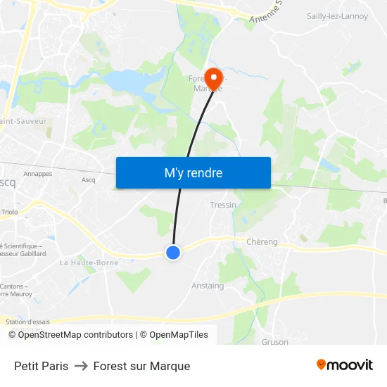 Petit Paris to Forest sur Marque map