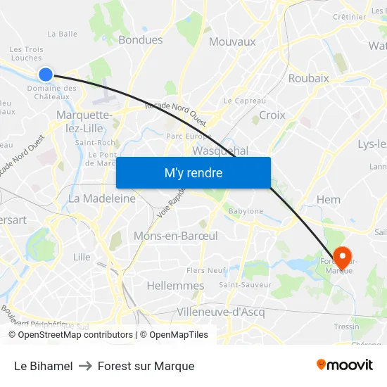 Le Bihamel to Forest sur Marque map
