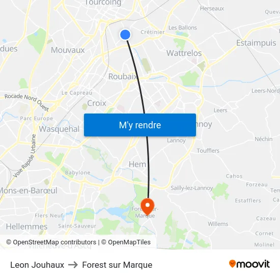 Leon Jouhaux to Forest sur Marque map