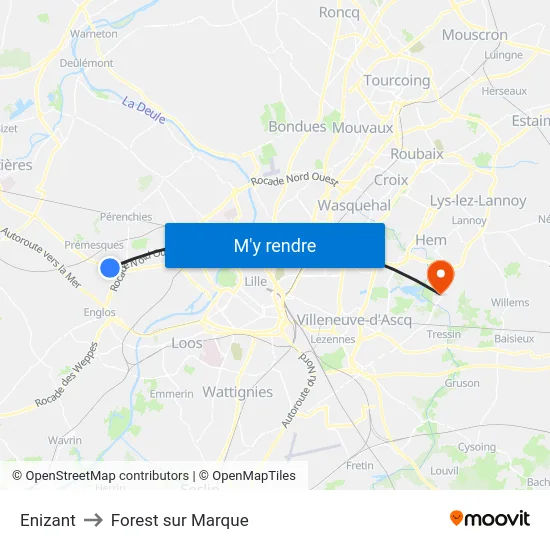 Enizant to Forest sur Marque map