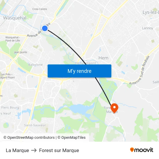 La Marque to Forest sur Marque map