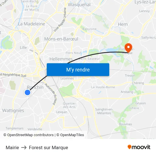 Mairie to Forest sur Marque map