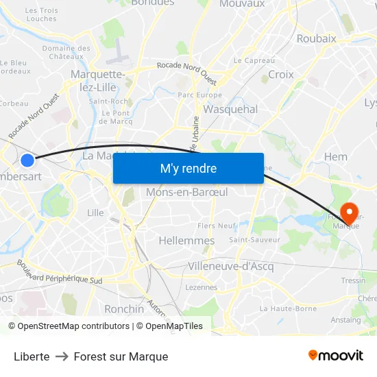 Liberte to Forest sur Marque map