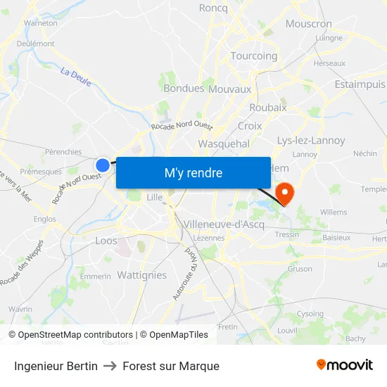 Ingenieur Bertin to Forest sur Marque map