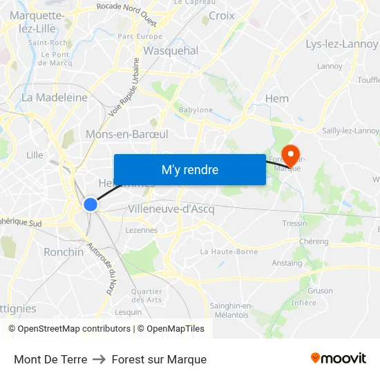 Mont De Terre to Forest sur Marque map