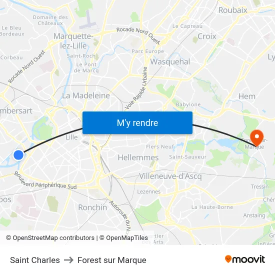 Saint Charles to Forest sur Marque map