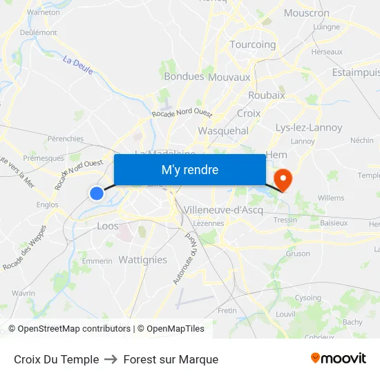 Croix Du Temple to Forest sur Marque map