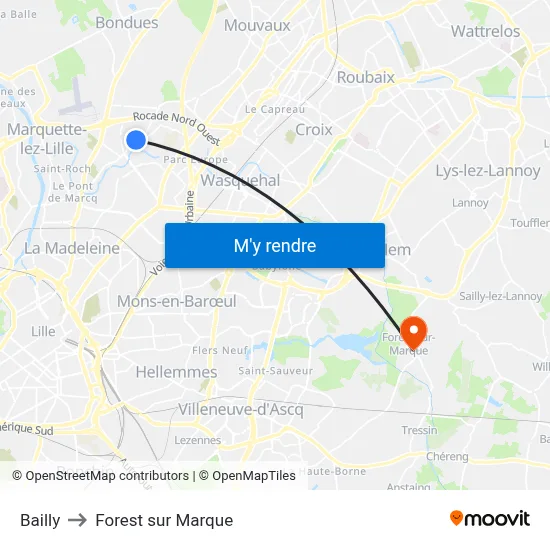 Bailly to Forest sur Marque map