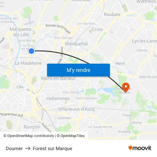 Doumer to Forest sur Marque map