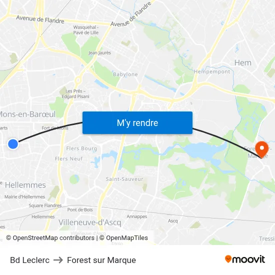 Bd Leclerc to Forest sur Marque map