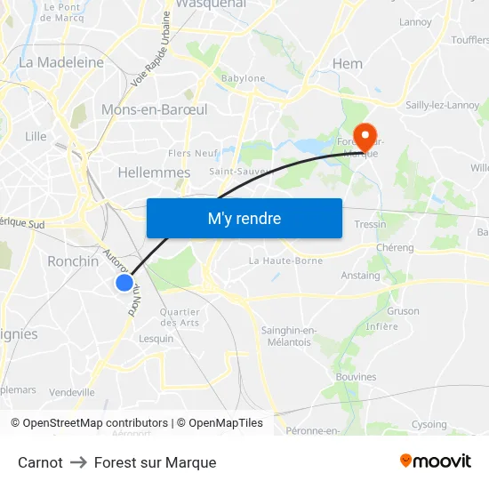 Carnot to Forest sur Marque map