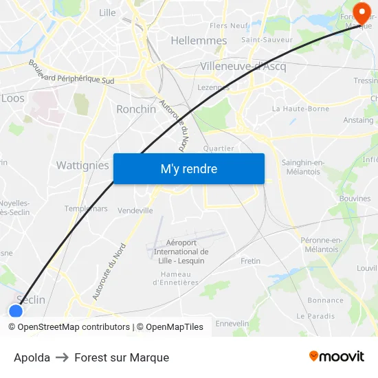 Apolda to Forest sur Marque map