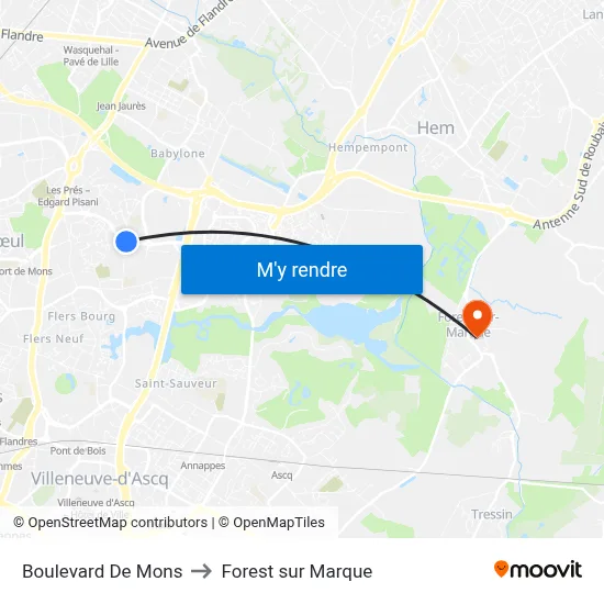 Boulevard De Mons to Forest sur Marque map