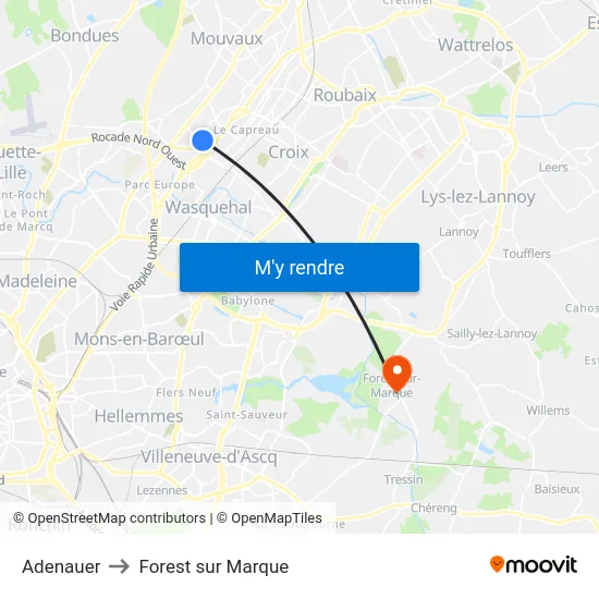 Adenauer to Forest sur Marque map