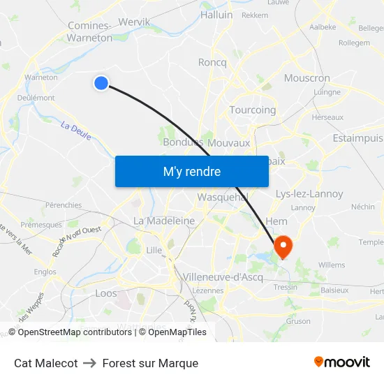 Cat Malecot to Forest sur Marque map