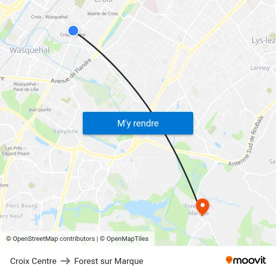 Croix Centre to Forest sur Marque map