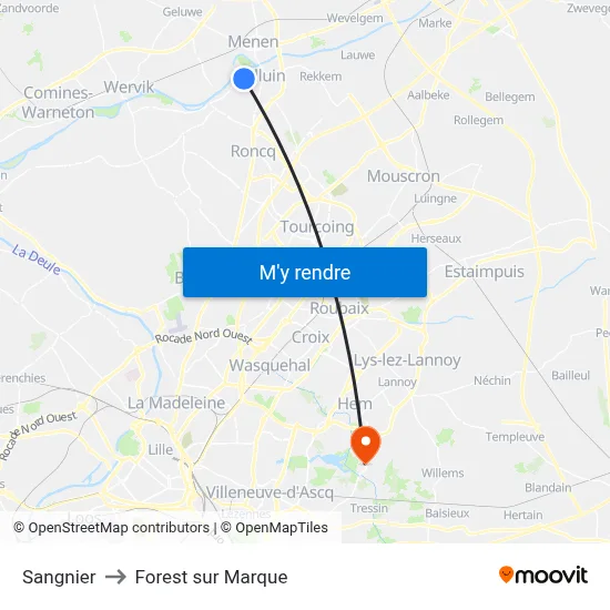 Sangnier to Forest sur Marque map
