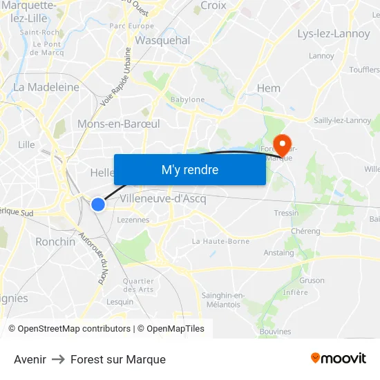 Avenir to Forest sur Marque map