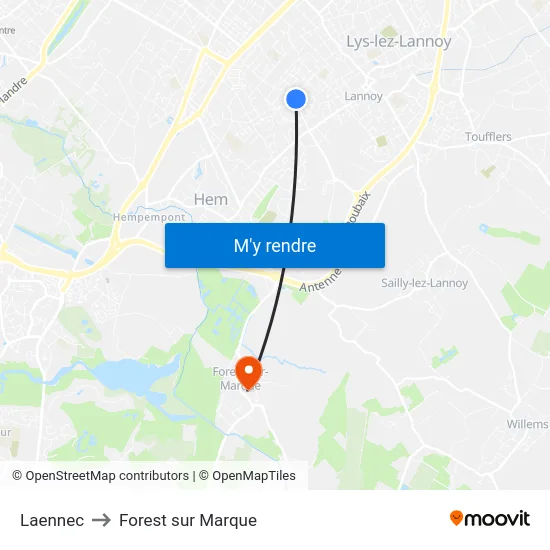 Laennec to Forest sur Marque map