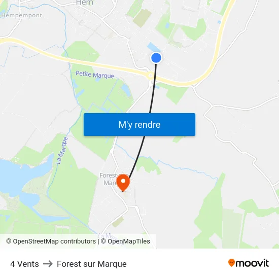 4 Vents to Forest sur Marque map