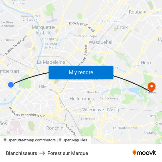 Blanchisseurs to Forest sur Marque map