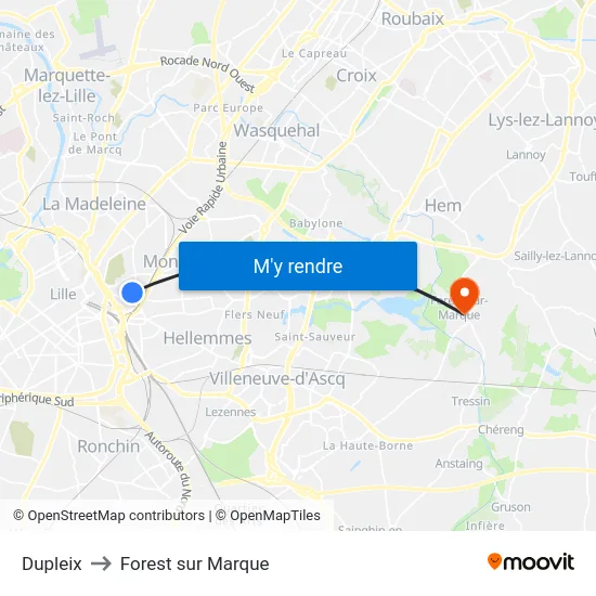 Dupleix to Forest sur Marque map