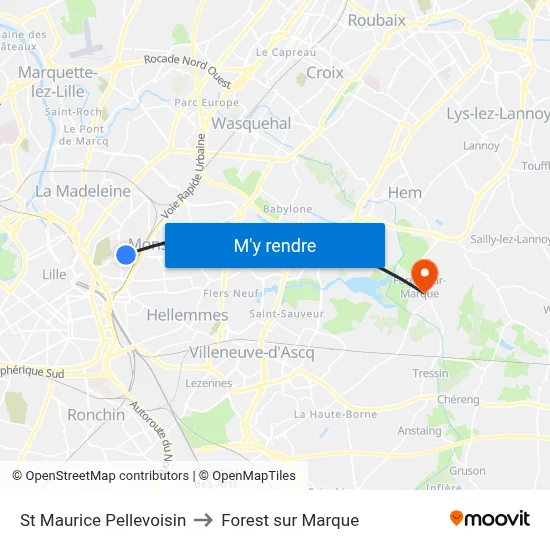 St Maurice Pellevoisin to Forest sur Marque map